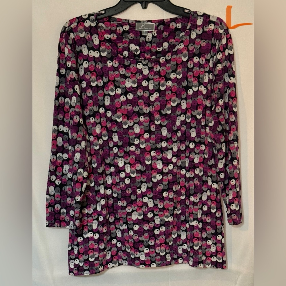 JM Collection Purple and Pink Patterned Top